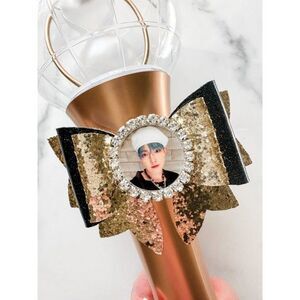 HONGJOONG Ateez Photo Light Stick Bow Deco Kpop Black & Gold
